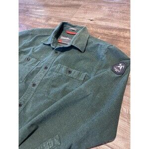 Eddie Bauer Mens Mountain Ops Flannel Work Shirt Small Green Thick Cotton